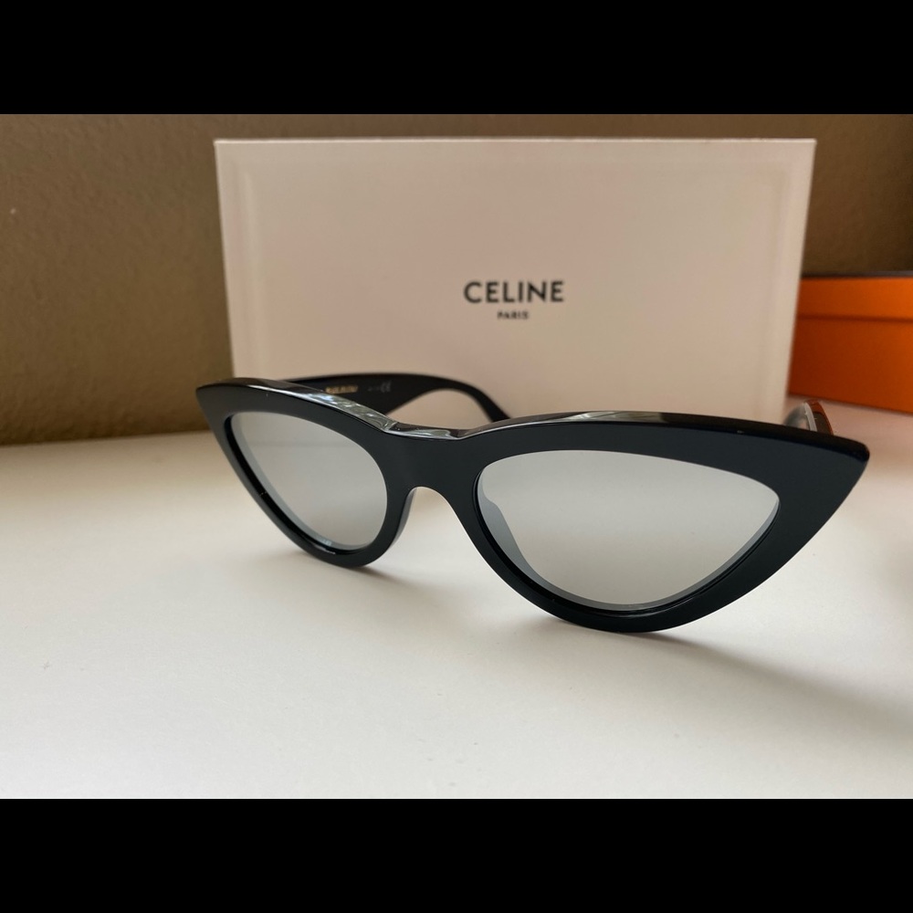 Celine cat eye sunglasses used few times , like new ! Black with mirrored lens